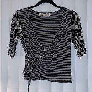 Black and white stripped half sleeve shirt